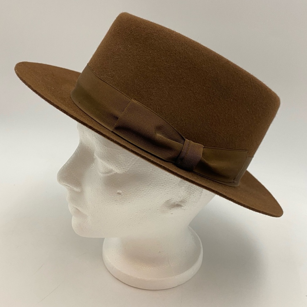 Vintage LANVIN Paris 100% Rabbit Felt Fedora Hat Brown